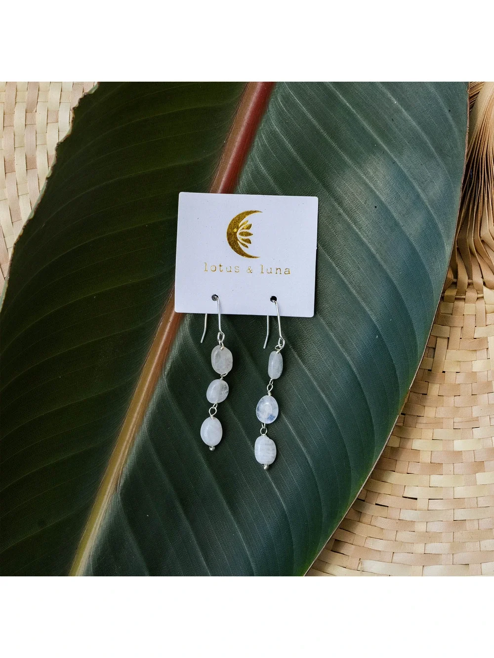 Lotus and Luna Moonstone Waterfall Earrings